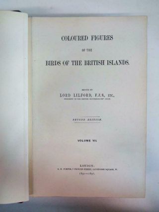 1891 - 97 Lilford Vol.  7 BIRDS OF THE BRITISH ISLANDS Ornithology 61 Colour Plates 4