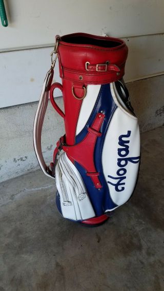 Classic Vintage Ben Hogan Golf Bag Cart Staff Red White And Blue Usa 9 " Opening