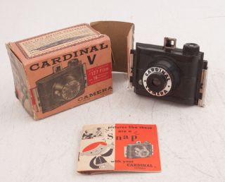 Cardinal V 127 Film Camera W/box Black Plastic (il2)