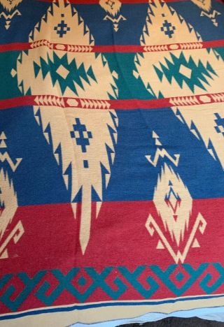 Vintage Beacon Blanket South Western 2 Sided Wool Blanket 87” X 71”