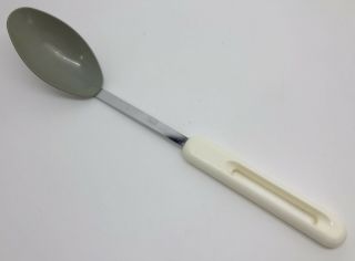 Vintage Bonny Gray & White Plastic 12 " Cooking Or Serving Spoon; Usa (rf953)