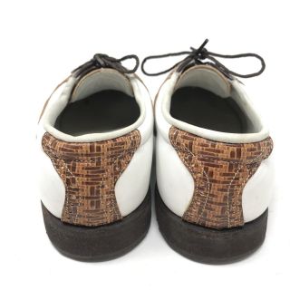 Vintage Footjoy Classics Womens 7 Golf Shoes Saddle White Brown Basketweave 4