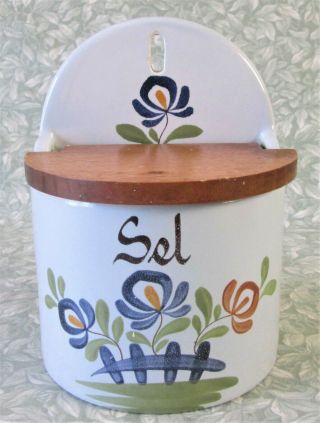 Vintage FRENCH Ceramic SEL & ALLUMETTES Signed Handmade Canisters SALT MATCHES 2