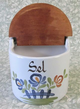 Vintage FRENCH Ceramic SEL & ALLUMETTES Signed Handmade Canisters SALT MATCHES 4