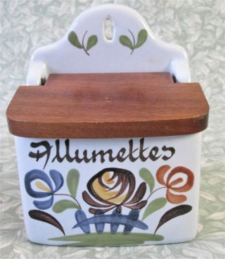 Vintage FRENCH Ceramic SEL & ALLUMETTES Signed Handmade Canisters SALT MATCHES 8