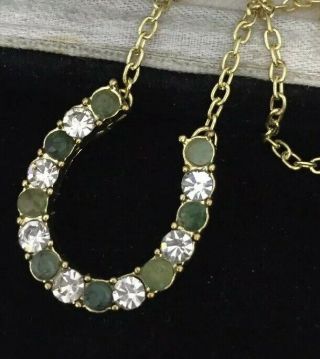 Vintage Jewellery Delightful Real Emerald Lucky Horse Shoe Necklace