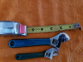 1 - Malco Tape Measure & 2 - Adjustable Wrenches with Rubber Coating VTG Collectible 2