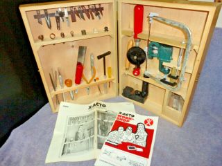 Vtg Huge X - Acto 5089 Wood Work Shop Carvers Hobby Crafts Tool Box Set