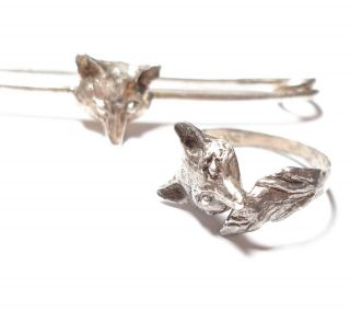 Vintage Or Modern Silver Fox Brooch & Ring Set