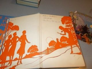 7 Vintage Nancy Drew books,  1930s editions,  blue covers w/ orange silhouette 8