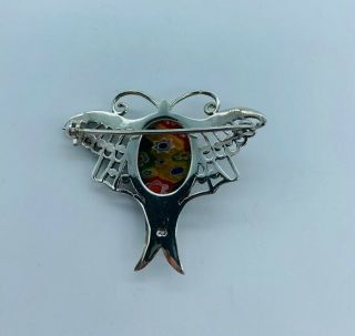 A Vintage Solid Silver and marcasite dragon fly brooch,  millefiori style body. 2