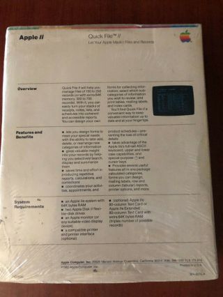 Quick File II,  Apple II 2 software, 2