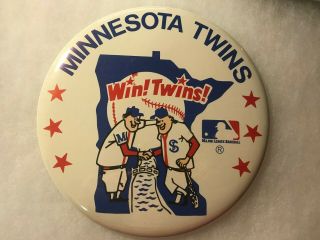 Vintage Minnesota Twins Minnie & Paul Win Twins Button Pinback Pin 6 "