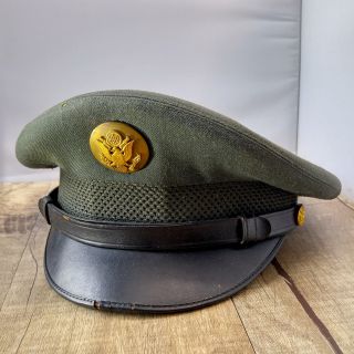 Vtg Us Military Army Enlisted Man Hat Cap W/rounded Eagle Vietnam Era 100 Wool