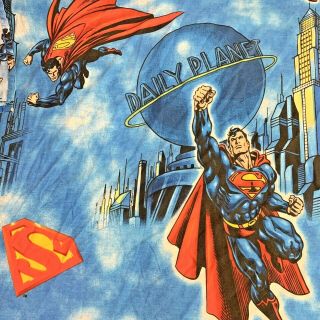 Superman Clark Kent Daily Planet Twin Flat Top Sheet Fabric Bright Vintage 94x64
