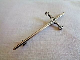 Vintage Fully Hallmarked Scottish Silver John Hart Iona Sword Kilt Pin Brooch