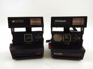 Vintage Polaroid 600 Land Camera 640 & Sun 660 Instant Cameras