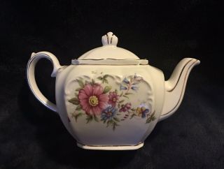 Vintage 1950’s Sadler England Cube Shaped Floral Gilt Teapot