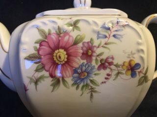 Vintage 1950’s Sadler England Cube Shaped Floral Gilt Teapot 3