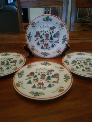 Vintage Jamestown China The Joy Of Christmas Set Of 4 Salad Plates