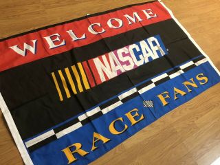 Vintage Nascar Racing Logo Welcome Race Fans Flag Large 3 X 5 Ft 5