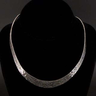 Vtg Sterling Silver - Mexico Taxco Hammered 15 " Collar Choker Necklace - 33g
