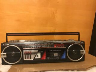 Vintage Sharp Wq - 562 Stereo Boombox.  Dark Blue.  1980’s