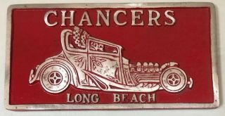 8.  75 " Vintage Aluminum Automotive Car Club Plaque - Chancers Long Beach
