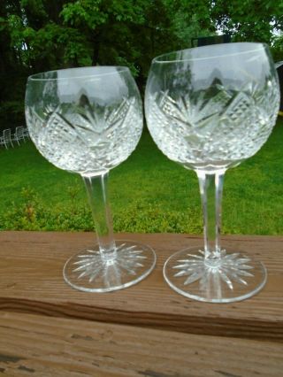 Vintage Waterford Crystal Wine Goblets Hock Glasses 7 1/2 " X 3 1/4  Set Of Two