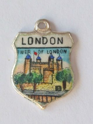 London Tower Of London Vintage Silver Enamel Travel Charm