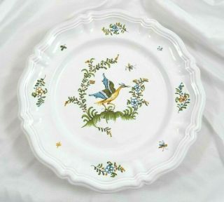 Vintage French Redware Pottery Hand Painted Faience Bird Plate