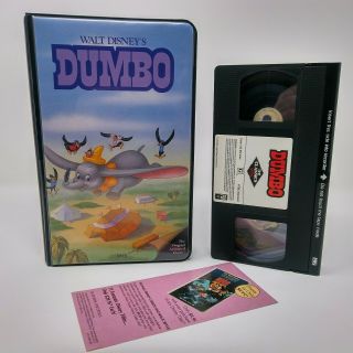 Vtg.  Dumbo Walt Disney Home Video 24v Padded Clamshell Black Diamond Classic Vhs