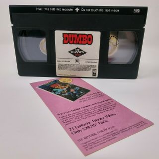 Vtg.  DUMBO Walt Disney Home Video 24v padded clamshell Black Diamond Classic VHS 2