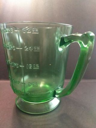 Vintage Depression Era Green Glass Measuring Cup 4 Cups 2