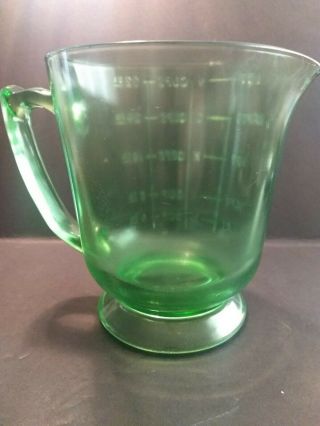 Vintage Depression Era Green Glass Measuring Cup 4 Cups 4