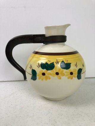 Brown Eyed Susan Metlox Vernon Kilns Carafe Vintage California Pottery A,