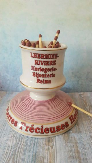 Vintage Style French Pyrogène Match Holder Advertising Horlogerie (clocks) Reims