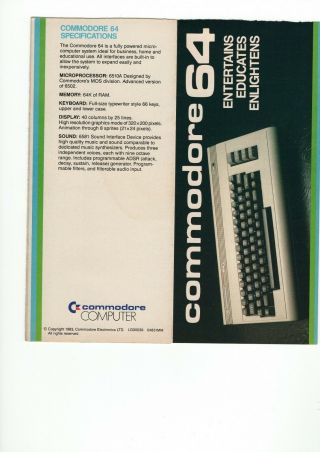 Vintage Commodore 64 & Vic - 20 Advertising 12 - Panel Fold - Out Brochures Circa 1983