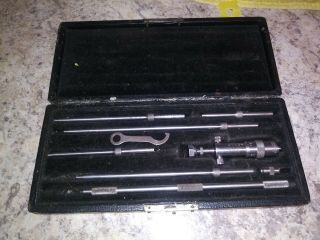 Vintage Starrett No.  124 Solid Rod Inside Micrometer 2 " - 8 " Set W/case