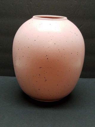 Vintage Mid Century Modern Studio Art Pottery Vase Pink Black Speckle Glaze 8 "
