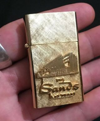 The Sands Las Vegas Vintage 14k Gold Plated Florentine Cigarette Lighter Usa