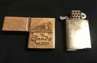 THE SANDS Las Vegas Vintage 14K Gold Plated Florentine Cigarette Lighter USA 7