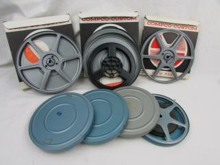 7 Vintage 8mm Home Movie Reels With Metal Cases
