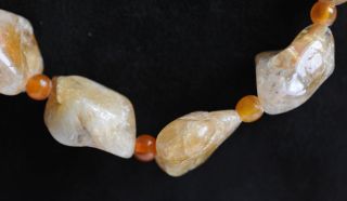 Spectacular Vintage Amber Quartz and Carnelian Bead Necklace w/Silver Clasp 3