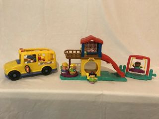 Vintage 2003 Fisher Price Little People Fun Sounds Playground And Bus