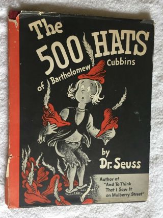 " The 500 Hats Of Bartholomew Cubbins " Book Dr.  Seuss Hc/dj 1938 Early Edition