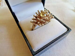 Vintage Fully Hallmarked Silver & Citrine Modernist Ring