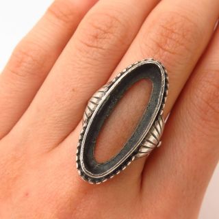 925 Sterling Silver Vintage Tribal Design Wide Ring Size 8