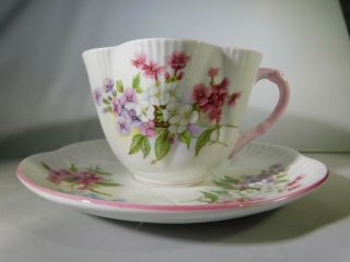 Vintage Shelley England Dainty Stocks Floral Pattern Porcelain Cup & Saucer