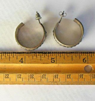 Vintage TAXCO Mexico Solid 925 Sterling Silver Open Hoop Pierced Earrings 2